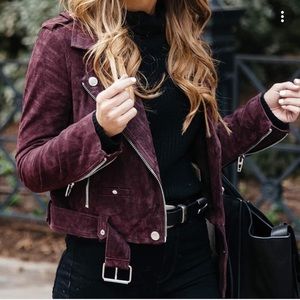 Blank NYC Plum Suede Moto Jacket